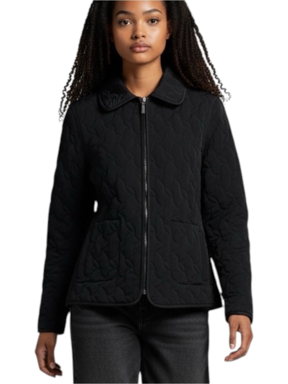 Braetan Black Quilted Zip-Front Jacket